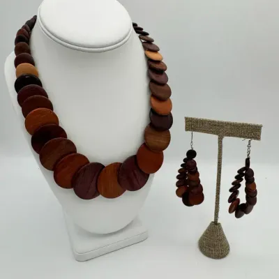 Vintage Wood Necklace & Earrings