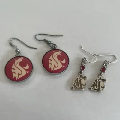 Washington State University Earrings Inc 925 Sterling Silver WSU Logo 