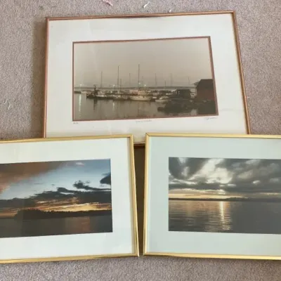 Three Framed Ocean Scenes, one by R. Wilson