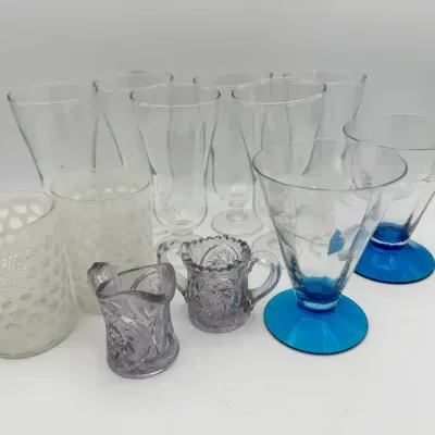 Blown Glass Drinks are With Blue Crystal Stemware & More