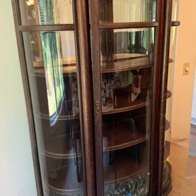 Antique Display Cabinet With Glass Panel 
