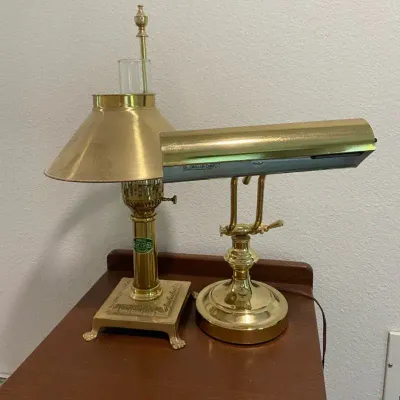 Pair Of Vintage Brass Desk Lamps
