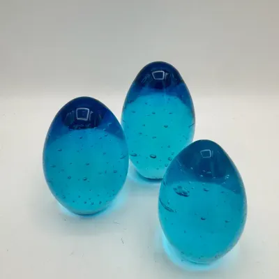 Collectible Glass Egg Shaped Paperweights 