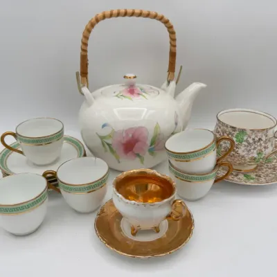 French Tea Cups With Japanese Tea Pot