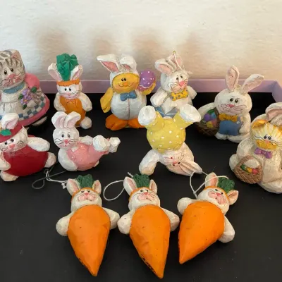 Midwest Easter Bunny Figures & Ornaments + Mother Cat