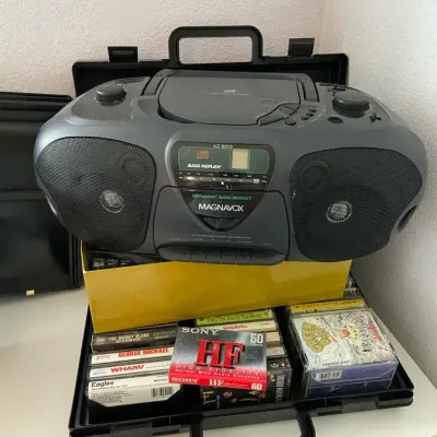 Magnavox AZ8050 Boombox & A Variety Of Cassette Tapes