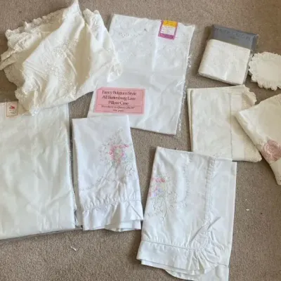 Embroidery and Lace Pillow Cases and Doilies
