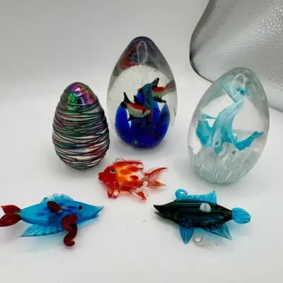 Decorative Glass Paperweights & Glass Fish
