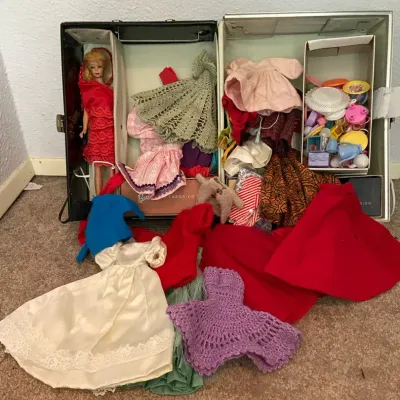 Vintage Barbie Case With Doll, Clothes & Accessories 