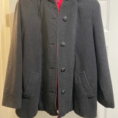 Pendleton Black & Red Wool Coat Size 14