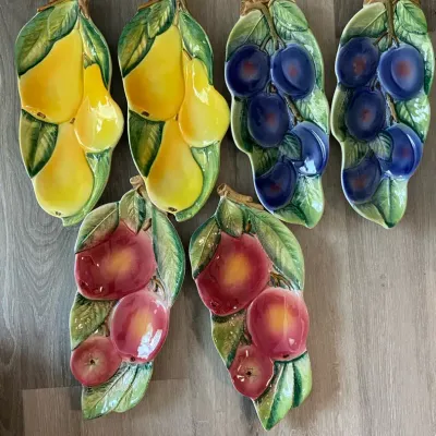 Italian Ceramic Fruit Dishes Pears, Plums, Apples