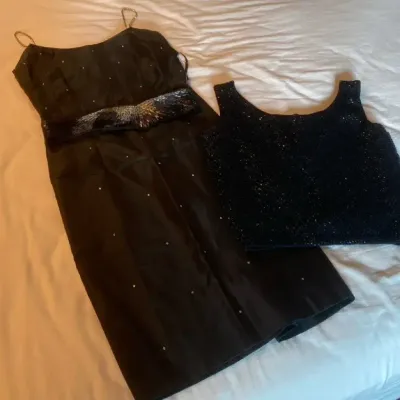 Vintage Lilli Diamond of California Dress with Beaded Belt and Millay Wool Top