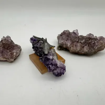 Amethyst Geodes With Pewter Shark