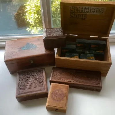 Decorative Wooden Boxes with Box of St. Helens Soap