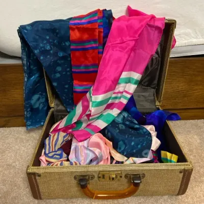 Silk Scarves With Suitcase