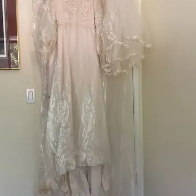 Vintage Wedding Dress with Long Veil