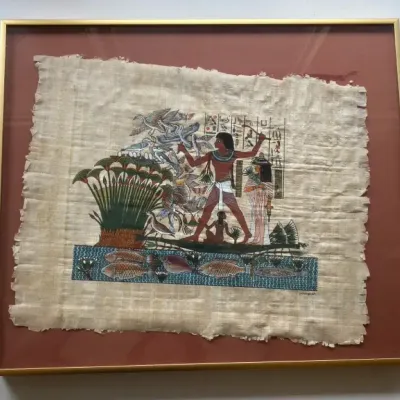 Egyptian Papyrus Art in Frame