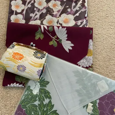 Japanese Floral Patterned Scarves & Coin Purse