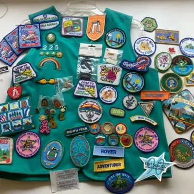 Vintage 90s and 2000s Girl Scout Patches and Pins with Vest