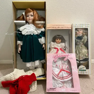 Two Seymour Mann Collectible Dolls & Pauline Doll With Ginny Doll Outfit 