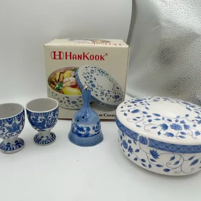 Hankook Korean Candy Dish With Other Blue & White Porcelain