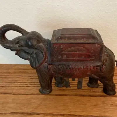 Vintage Cast Iron Elephant Cigarette Dispenser