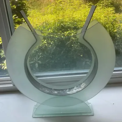 Semi-circular Glass and Metal Vase