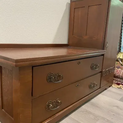 Vintage Victorian Chest With Side Cupboard 