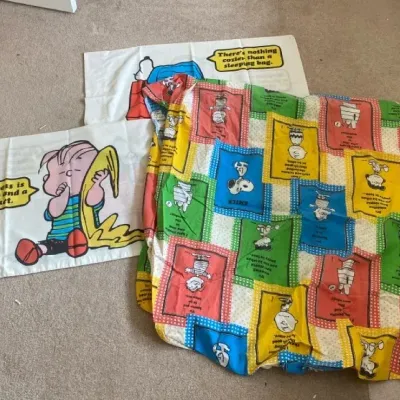 Vintage Peanuts Pillowcases and Fitted Sheet for Twin Bed