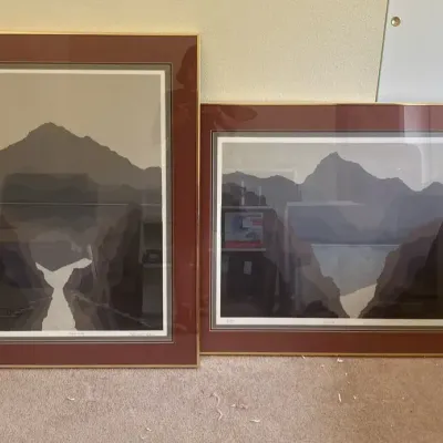 Signed and Framed "Glass Lake" and "High Tide" Prints by R. Wilson