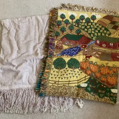Two Woven and Tasseled Blankets