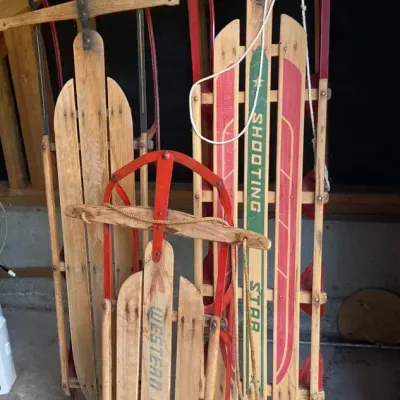 Vintage Wooden Sleds-Yankee Clipper Western Clipper & Shooting Star