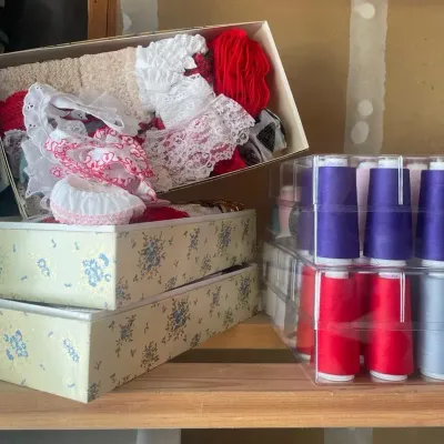 Sewing Thread With Lace Appliqués, Trim, And Maxi Piping 