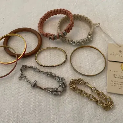Metal, Wood and Cord Bangle Bracelets