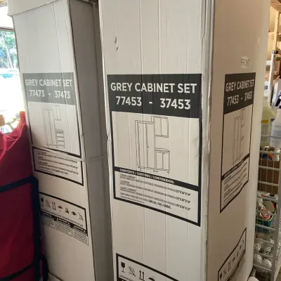 2-Grey Steel Welded Cabinet Sets For Shop or Garage