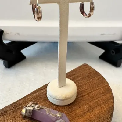 Amethyst Crystal Pendant With Hoop Earrings