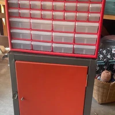Metal Fred Mayer Rolling Cabinet 