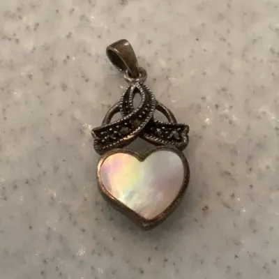 Silver and Shell Inlay Heart Pendant
