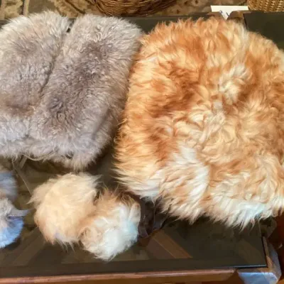 Vintage Fur Hats with Pom Pom Tassels