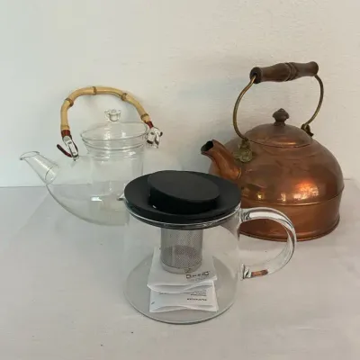 Revere Ware Copper Tea Kettle & Glass Teapots