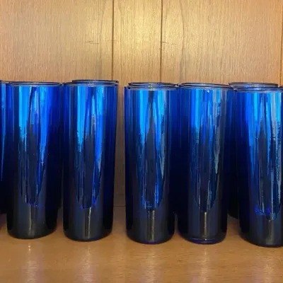14 Tall Cobalt Blue Drinking Glasses