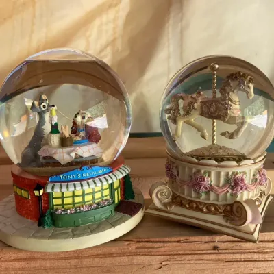 Carousel Horse + Disney Lady & The Tramp Snow Globes/Music Box 