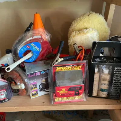 Automotive Lot With Tire Inflator, Brake Light, Emergency Kit & More