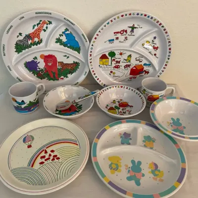 Vintage Anacapa Melamine Ware, Hallmark & Mikasa Children’s Dishes