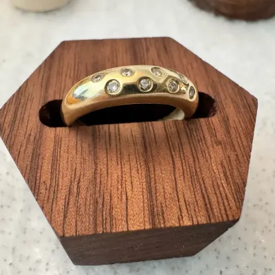 14K Gold Ring With Diamond Bezel Band