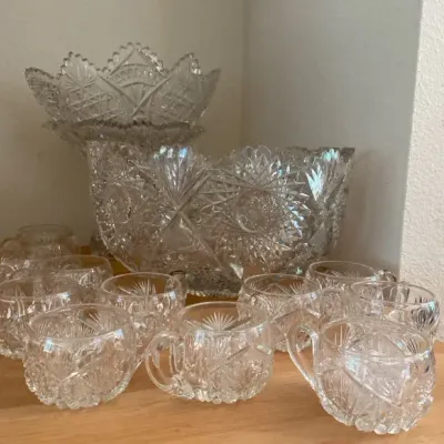 Die Cut Punch Bowl With Cups And Dishes 