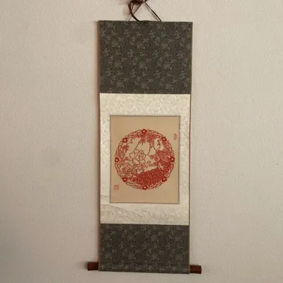 Chinese Paper Cut Peacock Hanging Wall Art