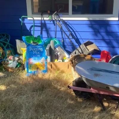 Ultimate Gardening Lot with Kobalt Lawn Mower, Corona Wheelbarrow, Soil and More