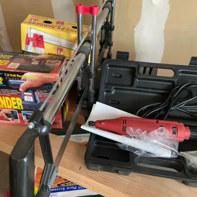 Chicago Rotary Tool, Miter Box, Rechargeable Sander & Supports