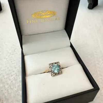 14K Gold Ring With Presumed Blue Topaz 